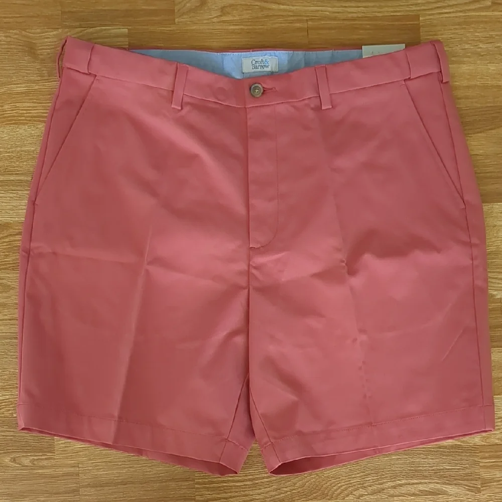 Mens Flat Front Shorts by Croft & Barrow, Coral Salmon Pink, Size 40, NEW, nwt
